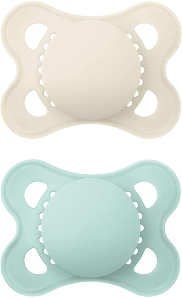 Istruzioni in lingua straniera - MAM Elements - Set di 2 ciucci simmetrici e ortodontici in silicone SkinSoft, forma adatta per l'allattamento, con scatola per ciuccio, 0-6 mesi, colore: beige/menta - immagine 8