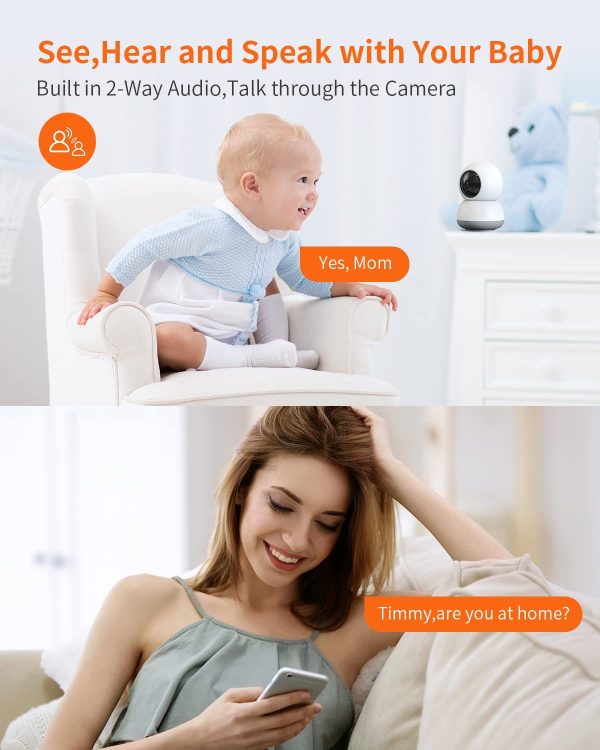 Telecamera Wi-Fi Interno con Aduio a 2 vie, Zoom Pan/Tilt per Baby Monitor con Fotocamera, Fotocamera Wi-Fi con Rilevamento di Movimento e Suono, Visione Notturna, Funziona con Alexa - immagine 5