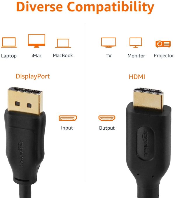 '- Cavo da DisplayPort a HDMI, con connettori rivestiti in oro, 1,8 m - immagine 6