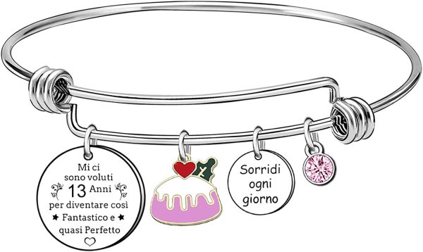 13 16 18 20 21 30 35 40 45 50 55 60 65 70 Anni Regalo di Compleanno Bracciale per Donna Ragazza Signora Bambine