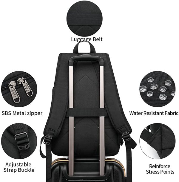 XQXA Zaino da Viaggio Per Laptop da Uomo 15,6 Pollici con USB, Zaino Impermeabile Per Computer Scolastico Per Studenti Universitari, Borsa da Lavoro Antifurto, Zaino da Lavoro, Regali Per Uomo - immagine 2