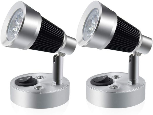 Bonlux 3W 12-24V LED Lampada da Lettura Faretti da Parete Bianco Calda 3000K Basso Voltaggio Illuminazione LED Con Interruttore per Camper Yacht Studio Camera da Letto Confezione da 2