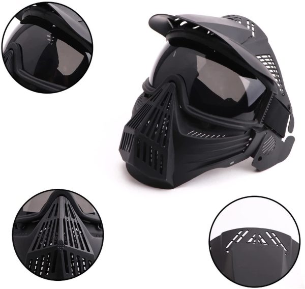 Sensong Maschera per softair con occhiali di protezione, maschera tattica Full Face per softair Halloween CS gioco di feste - immagine 2