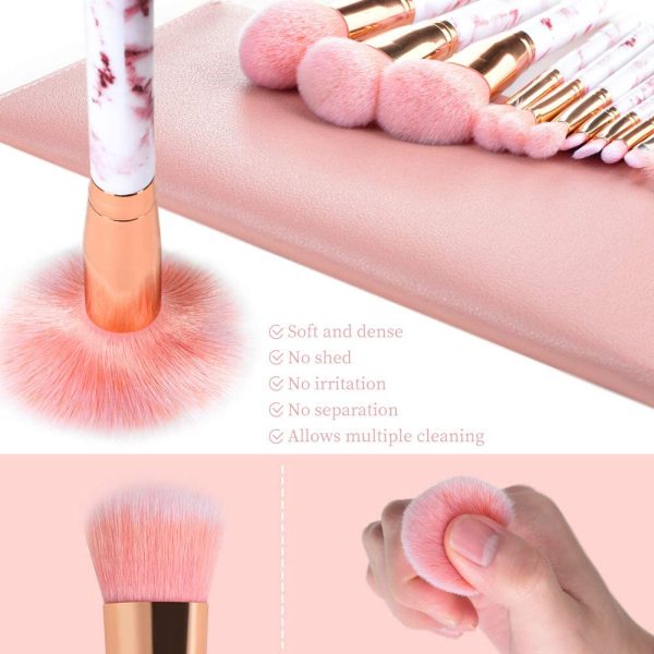 Pennelli Make Up Start Makers Professional 12Pcs Set di pennelli per trucco in marmo rosa con correttore di fondotinta Blush ombretto Pennelli per trucco Beauty Blender e borsa per il trucco - immagine 5