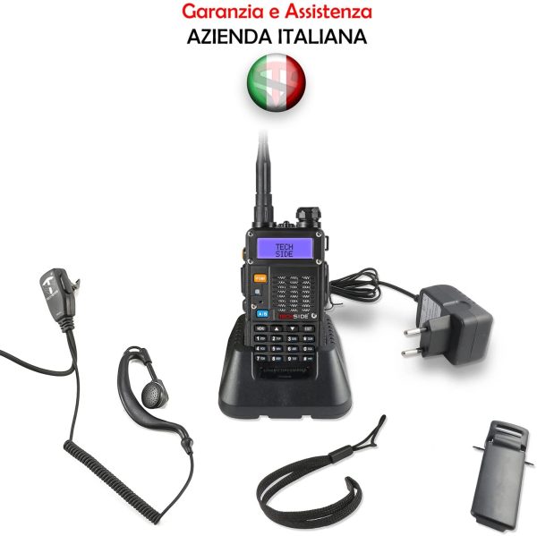 TECHSIDE MOD. POTENTE 8W | Tri-Power | Radio TS-T9+ Dual Band Vhf/Uhf | COMPATIBILE BAOFENG canali PREINSTALLATI MIDLAND G7 Pro G9 TI-F8+ PMR446 LPD SoftAir Vigilanza Trekking | Premium| Garanzia ITA - immagine 6