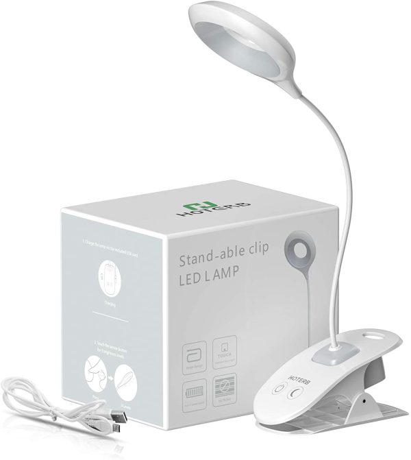 Lampada da Lettura,22 LED Luce da Lettura con Luce Notturna 3 Modalit?? Lampada con Pinza,Luce per Lettura Flessibile Lampada da letto USB Ricaricabile Lampada da Libro per Letto,Tablet - immagine 2