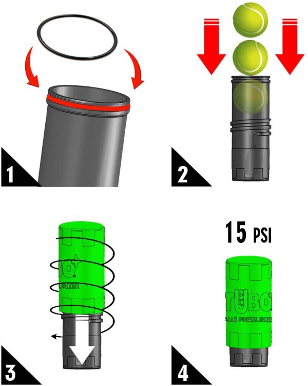 TUBOPLUS TuboX3 - Pressurizzatore a Sfera per Tennis e Paddle, Verde - immagine 6