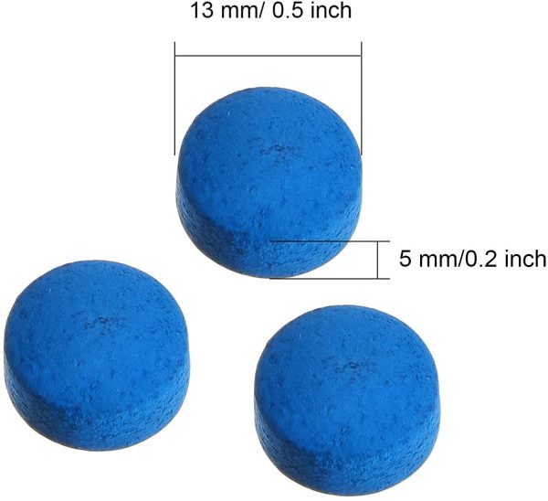 Quesuc 20 pezzi di ricambio punte per stecca da biliardo da 13 mm con scatola per stecca da biliardo e da biliardo, blu