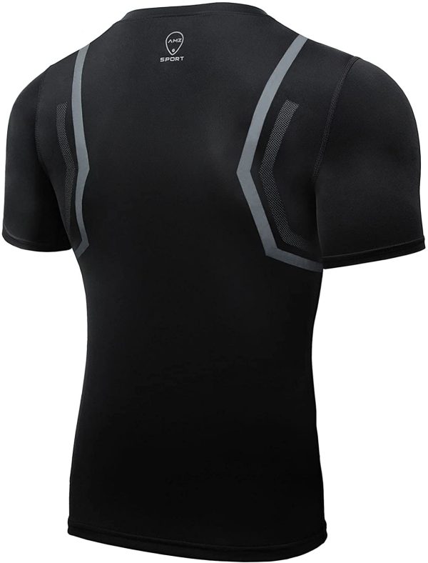 AMZSPORT Maglie Compressione Uomo Maglietta Palestra a Manica Corta T-Shirt Ciclismo Running - immagine 6