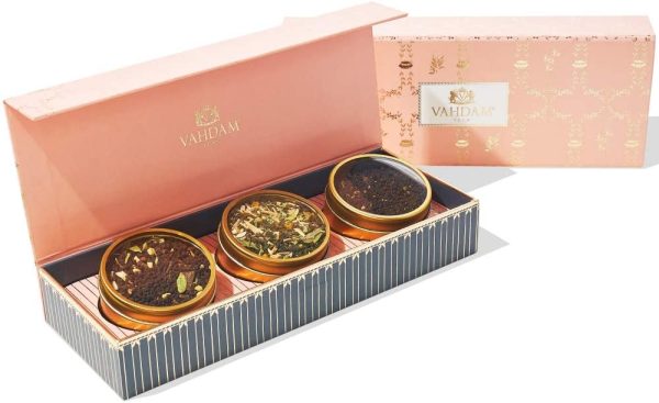 VAHDAM, Set regalo di t?? assortiti - Blush, 3 t?? in una confezione regalo da campionatore di t?? | 100% di ingredienti naturali - Regali di compleanno per donne e mamma, nonna