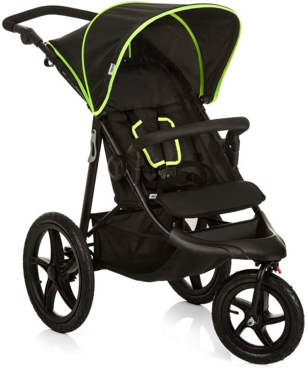 Hauck Passeggino Runner, All Terrain, 3 Ruote Gonfiabili Extra Grandi, Cappotta Parasole, Altezza Regolabile, Posizione Nanna, Cesto XL, Nero Giallo Neon - immagine 2