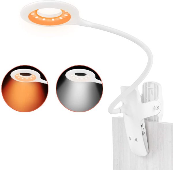 Lampada da Lettura 28 LED Blocca Il 99.94% della Luce Blu, 9 Livelli di Luminosit????Bianca et Ambrata??, Lampada Libro con Pinza, USB Ricaricabile e Portatile per Libro/Lavoro/Letto/Tavolo - immagine 6