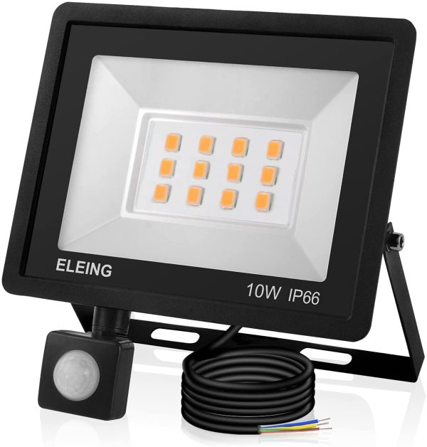 Fari LED da Esterno con PIR Sensore Movimiento, 10W 800LM Bianco Caldo 3000K Super Luminoso IP66 Impermeabile Faretti per Cortile, Strada, Parcheggio, Magazzino - immagine 2