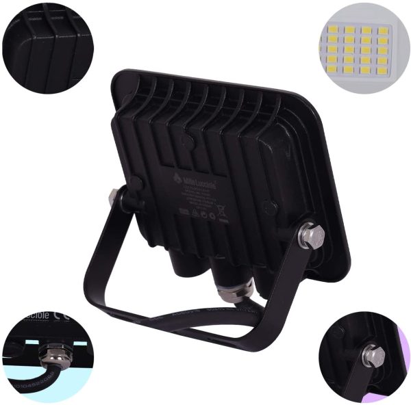 Faretto led da Esterno,Faro led da Esterno 20W,Faro led Esterno 2000LM,Fari a led da esterno Impermeabile IP65,Faretto a led 3000K Bianco Caldo,Per Giardino Cortile Garage Piazza??Guscio Nero?? - immagine 7