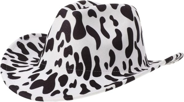 Unomor Cappelli da Cowboy Bianco Cowgirl Cappello- Faux Feltro Occidentale Cappello Da Cowboy Fedora All' aperto Cappello Largo con La Cinghia- Adatto Per Delle Donne E Degli Uomini Parti