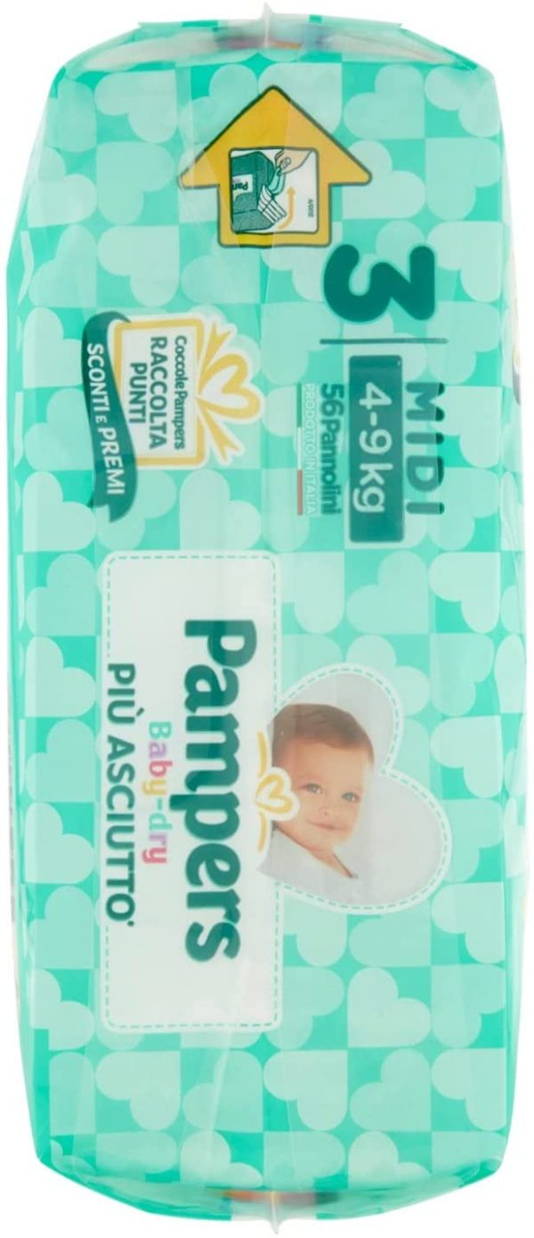 Pampers Baby Dry Pannolini, Taglia Midi, Confezione da 56 Pannolini - immagine 6