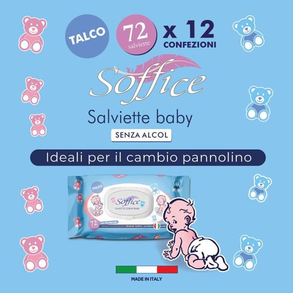 Soffice Salviette Baby Talco con Tappo 12 confezioni x 72 salviette - 370 g - immagine 2