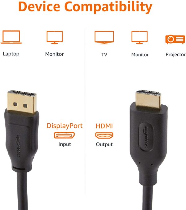 '- Cavo da DisplayPort a HDMI, con connettori rivestiti in oro, 1,8 m - immagine 3