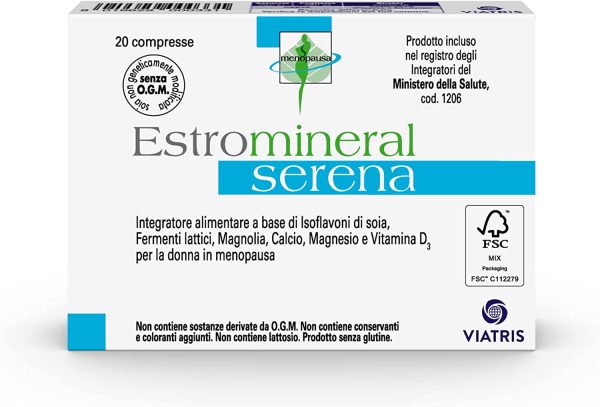 Estromineral Serena integratore alimentare menopausa con isoflavoni di soia, fermenti lattici, magnolia, calcio, magnesio e vitamina D3 senza glutine e lattosio 20 compresse - immagine 6