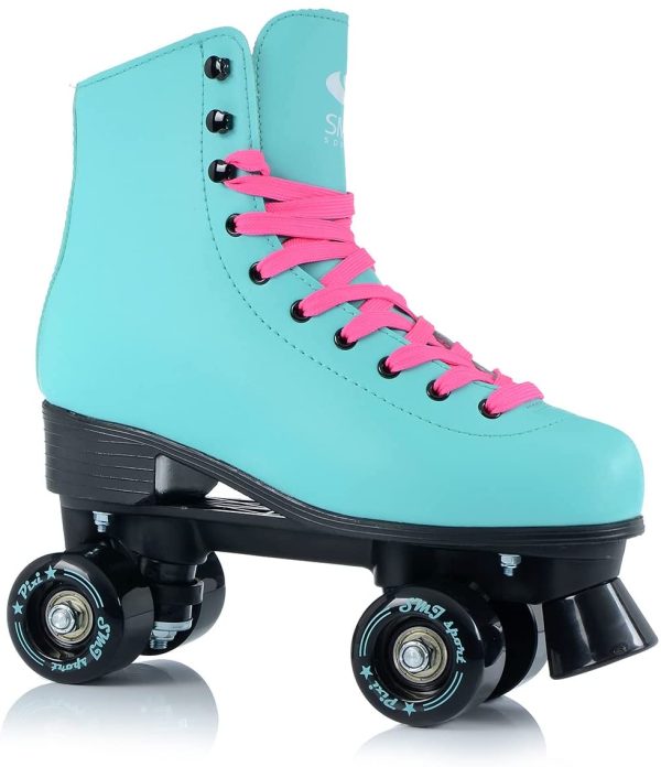 SMJ sport - Pattini classici da donna con cuscinetti a sfera ABEC7, colore verde menta, turchese, per ragazze e bambine, taglia 35, 36, 37, 38, 39, 40, 41 - immagine 3