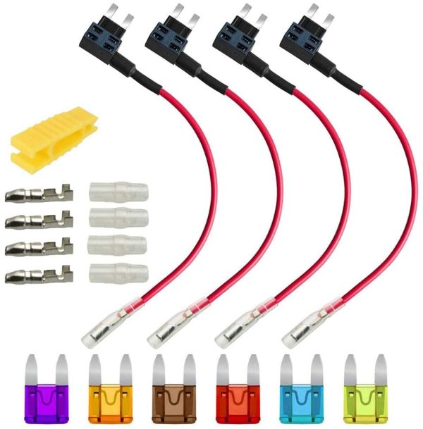 ACS 12V-24V Portafusibili a Lama con 16AWG Filo, Piccolo Dimensioni ADD-a-Circuit Fusibili Tap, con 6pcs Fusibili a Lama (3A/5A/7.5A/10A/15A/20A) e Estrattore di Fusibili (Confezione da 4) - immagine 4