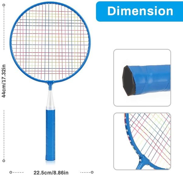 Wikay Badminton Set per Bambini, Portatile Badminton Kit per Bambini 7 in 1 Set di Racchette da Badminton per Bambini Giochi Sportivi Genitore-figlio, Borsa per Il Trasporto Inclusa (Blu) - immagine 7