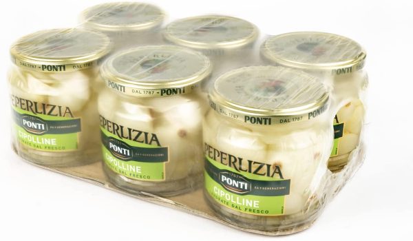 Ponti Cipolline Borettane Peperlizia, Cipolline in agrodolce barattolo da 350 g, Cipolle agrodolce come contorno per insalate, carne e pesce, Set da 6