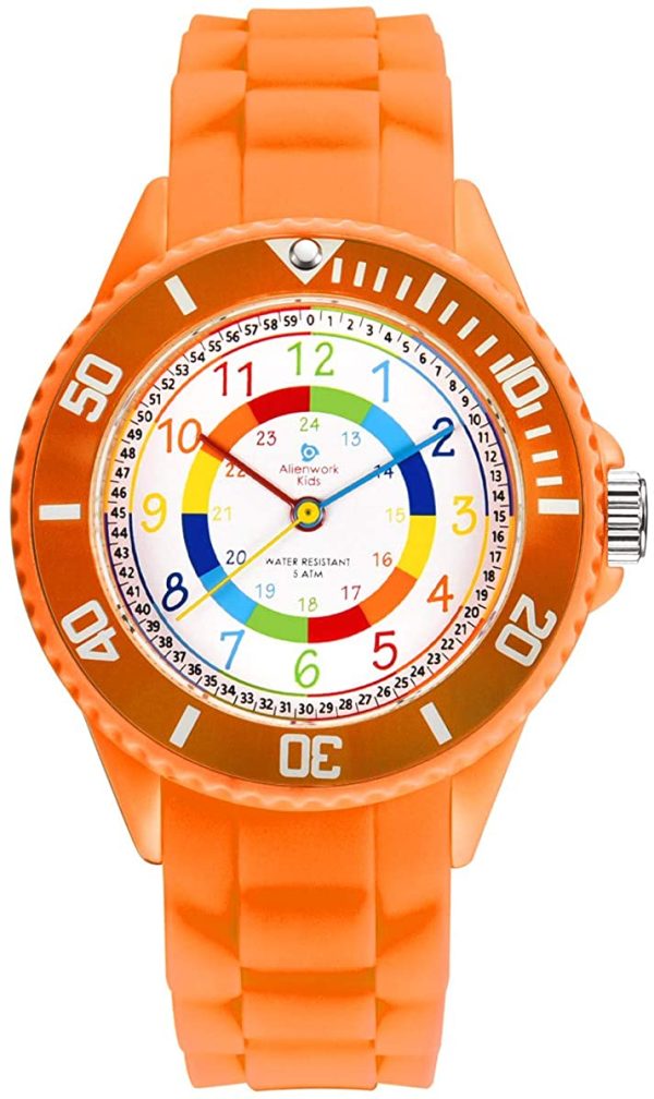 Alienwork Kids Orologio di Apprendimento Bambini Ragazzi Ragazze Tempo di Apprendimento Impermeabile 5 ATM - immagine 5