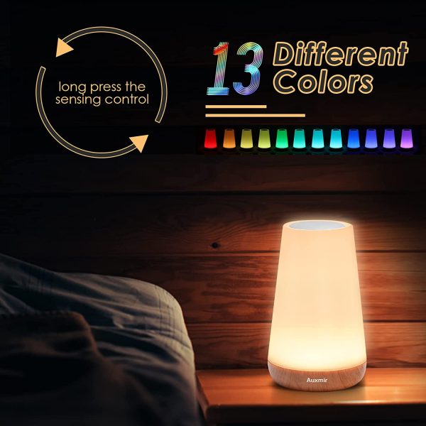 Luce Notturna Bambini, Lampada da Comodino Ricaricabile, Lampada LED Colorata con 13 Colori, Luminosit?? Regolabile, 3 Modi d??Illuminazione, Controllo Touch e Telecomando, Batteria Ricaricabile - immagine 2