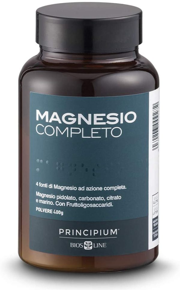 BIOS LINE Principium, Magnesio completo, 4 fonti di magnesio ad azione completa, Integratore anti stress, Senza glutine e senza lattosio (400g) - immagine 3