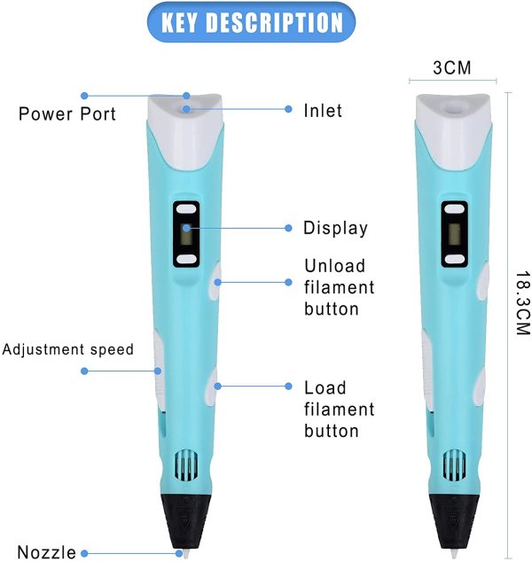 Penna 3D, 3D Penna Stampa con Schermo LCD e Controllo della Temperatura, con filamento di 20 colori, Compatibile con PLA/ABS Filaments, Grande regalo di artigianato artistico per bambini e adulti - immagine 5