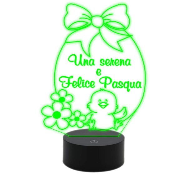 UOVO DI PASQUA con pulcino fiori e frase personalizzata IDEA REGALO Lampada led 7 colori a batteria + cavo micro USB da tavolo o scrivania Decorazione della casa Night Light - immagine 4