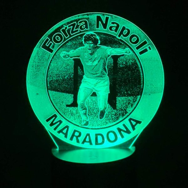 Calcio Napoli Maradona lampada led da tavolo notturna arredo decorazione cameretta bambino e tifosi del napoli - immagine 6