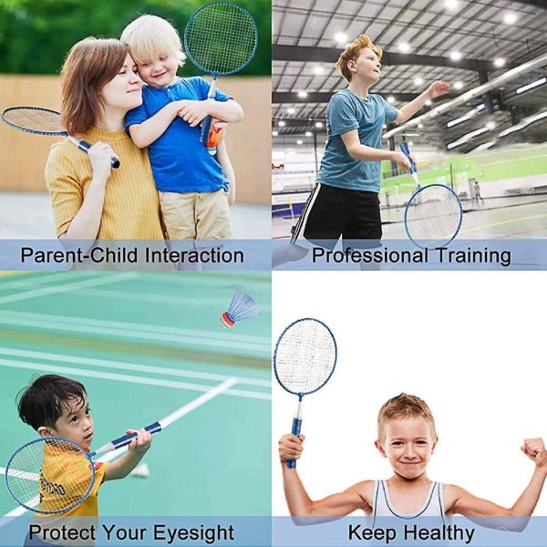 Ysislybin Set di mazze da badminton per bambini, set di racchette da badminton, set da badminton, set di racchette professionali, con pallina a molla, per bambini dai 3 ai 12, per giardino, parco o spiaggia - immagine 2