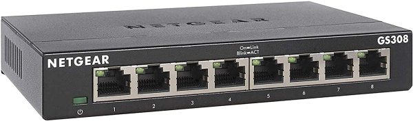 Switch Ethernet 8 Porte Unmanaged GS308, Hub di Rete Domestica, Switch Gigabit per Ufficio, Plug-and-Play, Funzionamento Silenzioso, Montaggio Desktop o a Parete - immagine 2