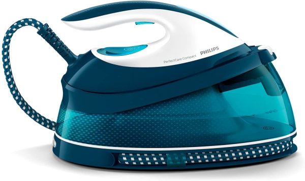 Philips PerfectCare Compact Ferro da Stiro con Caldaia - 2400W, Colpo di Vapore 400g, Pressione 6,5 Bar, Tecnologia OptimalTEMP, Serbatoio 1,5 l, Bianco/Blu (GC7844/20) - immagine 3