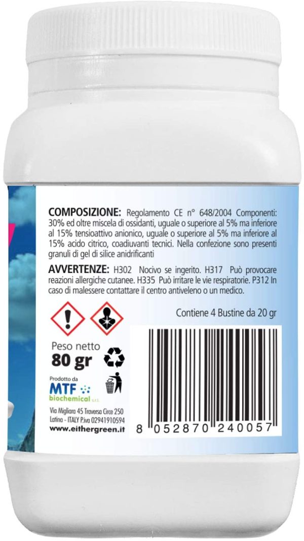 Eithergreen SANIFICANTE - Elimina odori per serbatoi di acqua potabile - Contro cattivi odori, mucillagini e calcare - 4 bustine idrosolubili da 20g - immagine 2