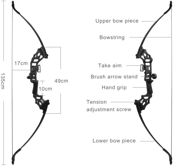 REAWOW 30 / 40LBS Set di tiro con L'Arco ricurvo, Uso per Arco ricurvo Pratica di tiro con L'Arco da Caccia all'aperto Frecce in Carbonio e parabraccio e Linguetta per Le Dita. - immagine 2