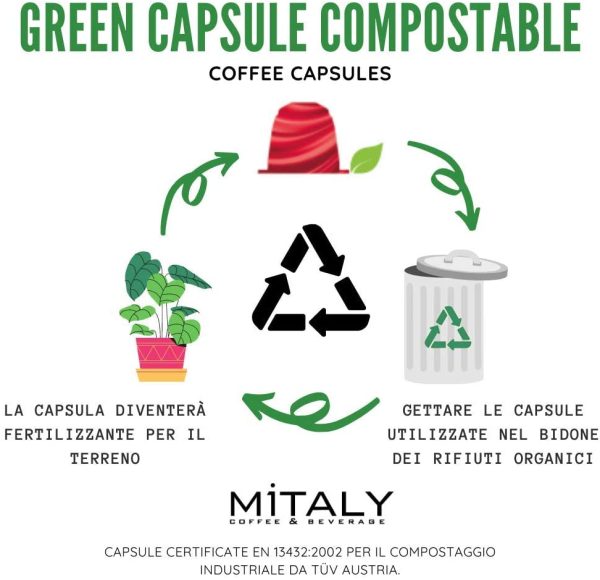 MITALY Espresso Delicato, 100 Capsule Compostabili, 10 Astucci x 10 Capsule Compatibili Nespresso?*, Capsule caff?? 100% Compostabili, Eco-Friendly, Con Caff?? Arabica di Alta Qualit?? - immagine 4