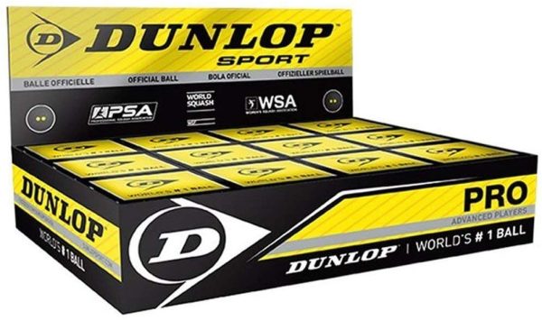 DUNLOP Pro Glass Court Squash Ball, scatola da 12 palle