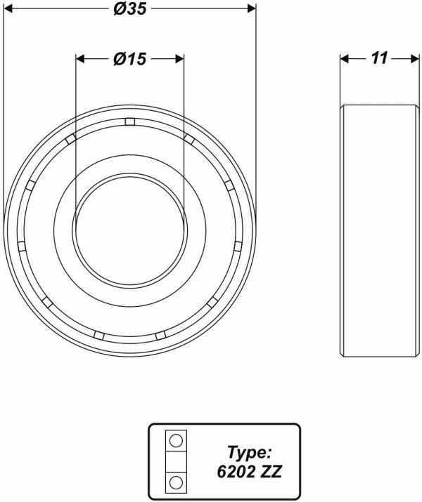 Cuscinetto a sfera, 6202, 35 x 15 x 11 mm, ZZ = 2Z, schermatura in metallo - immagine 2