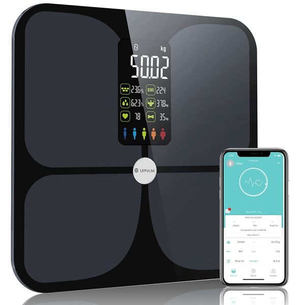 Bilancia Pesapersone Digitale,Lescale Migliore Bilancia Impedenziometrica Professionale,Bilancia Massa Magra e Grassa,Intelligente Bilancia Smart,Bluetooth Bilancia Digitale con App,15 Misurazioni - immagine 8