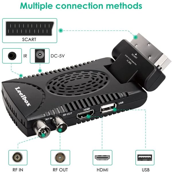 Decoder Digitale Terrestre DVB-T2 H.265 HEVC Main 10 Bit, Ricevitore Digitale Terrestre TV HD Riceve TUTTI i canali gratuiti, Supporta SCART HDMI Multimedia PVR USB WiFi [2in1 Telecomando Universale] - immagine 4