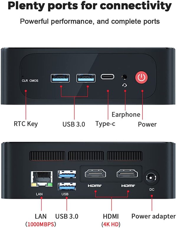 SER Mini PC Windows 11 AMD Ryzen 3 3200U (fino a 3,5 GHz) con Radeon Vega 3 Mini Computer 8GB DDR4+ 256GB M.2 NVME SSD supporto WiFi5, Dual HDMI, USB 3,0, BT4,0, Type C, LAN - immagine 6