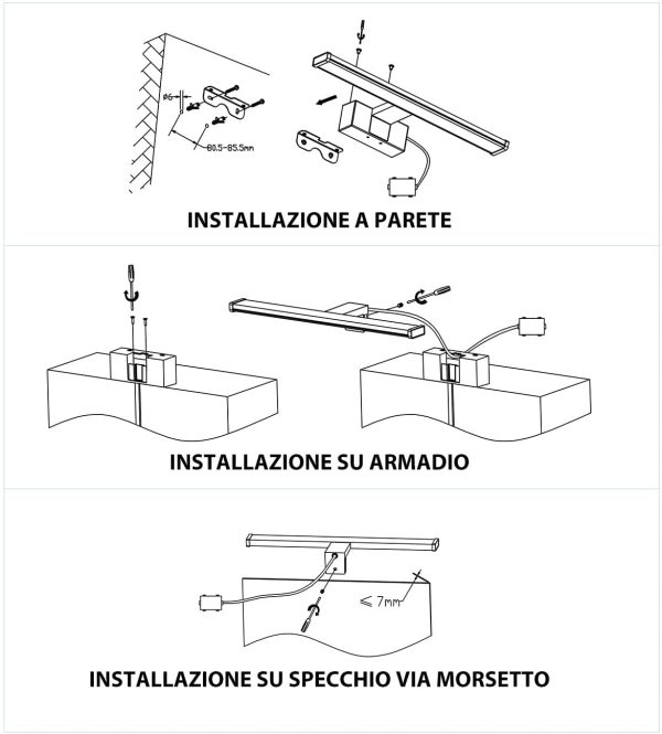 Luce LED da Specchio per Il Bagno,Lunghezza 400mm,IP44 Impermeabile Resistente ad Acqua,Antiruggine,8W,640LM,Luce Bianca Naturale 4000K,Lampada LED Parete Lavabo,Pacco da Una Unit?? - immagine 10