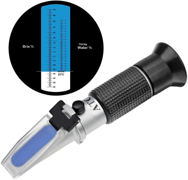 Rifrattometro 0-90% Brix refrattometro Manuale per la determinazione del Contenuto di Zucchero del Miele Olio vegetale sciroppo melassa con Funzione ATC e Istruzioni - immagine 4