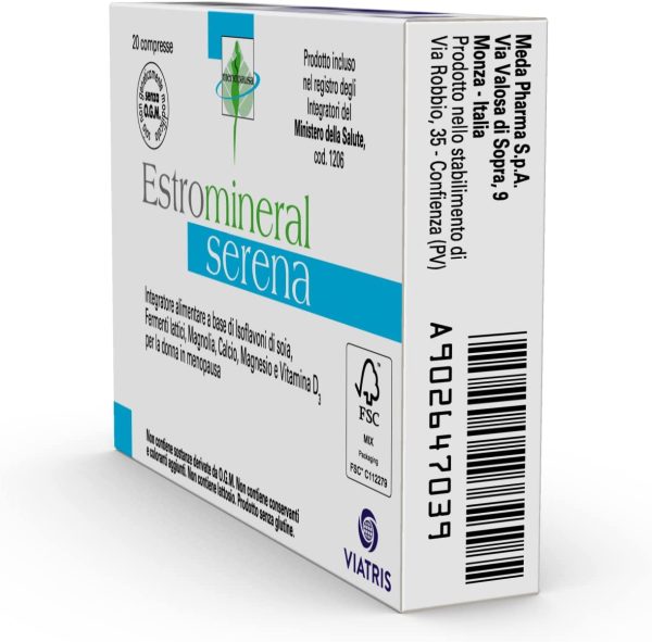 Estromineral Serena integratore alimentare menopausa con isoflavoni di soia, fermenti lattici, magnolia, calcio, magnesio e vitamina D3 senza glutine e lattosio 20 compresse - immagine 3