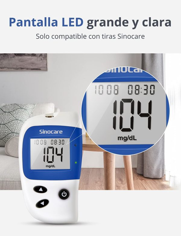 Misuratore Di Glicemia, Sinocare Safe Accu2 Diabete Test Kit Glucosio Nel SangueCon 10 Strisce Reattive indipendentee mg/dL, Kit Di Monitoraggio Dello Zucchero - immagine 7