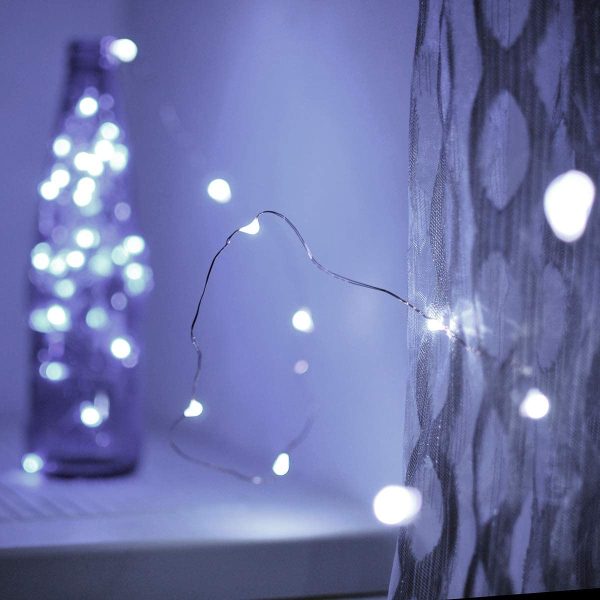 Led Stringa Luci a Batteria, 1 Pezzi 5 metri 50 Led Rame filo Ghirlanda Catena Luminose Lucine Fata Luci per Natale Matrimonio Decorative Festa Interno Natalizie letto Camera (Bianco) - immagine 6