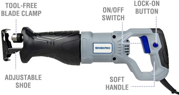 WORKPRO Sega a Gattuccio 710W, Sega Universale Multifunzione, Velocit?? Variabile 2800 RPM con 4 Lame di Ricambio per Tagliare Legno e Metallo - immagine 4